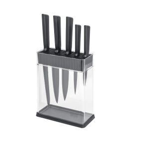 COLORI®+ Set de couteaux gris & porte-couteaux 6 pcs