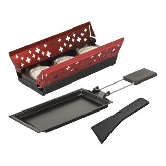 Set &agrave; raclette mini Croix Suisse rouge
