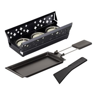 Set &agrave; raclette mini Croix Suisse noir