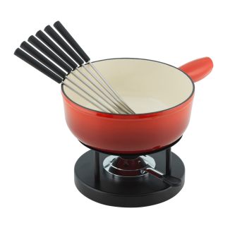 Käsefondue Set Induktion Gusseisen rot Ø 24 cm