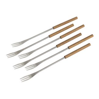 Cheese fondue forks oak wood 6 pcs