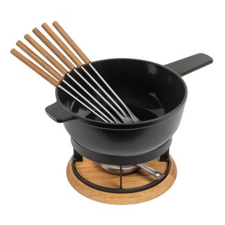 Cheese fondue set  induction cast iron black matt Alpstein Ø 24 cm