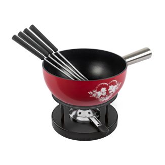 K&auml;sefondue Set Aluminium Induktion Bergliebe rot &Oslash; 22 cm