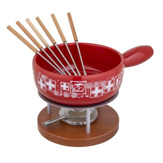 Set &agrave; fondue au fromage Suisse rouge &Oslash; 21 cm