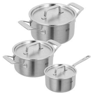CULINARY FIVEPLY SET &middot; Casserolle  1.7 L + Faitouts 3.4 L + 6.4 L
