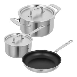 CULINARY FIVEPLY SET &middot;  Casserole 1.7 L + Faitout 3.4 L + Po&ecirc;le &agrave; frire &Oslash; 24 cm