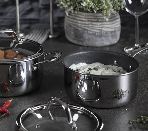 Karaca Stainless Steel Induction Cookware Set, 7 Piece, Cream Silver -  KARACA UK